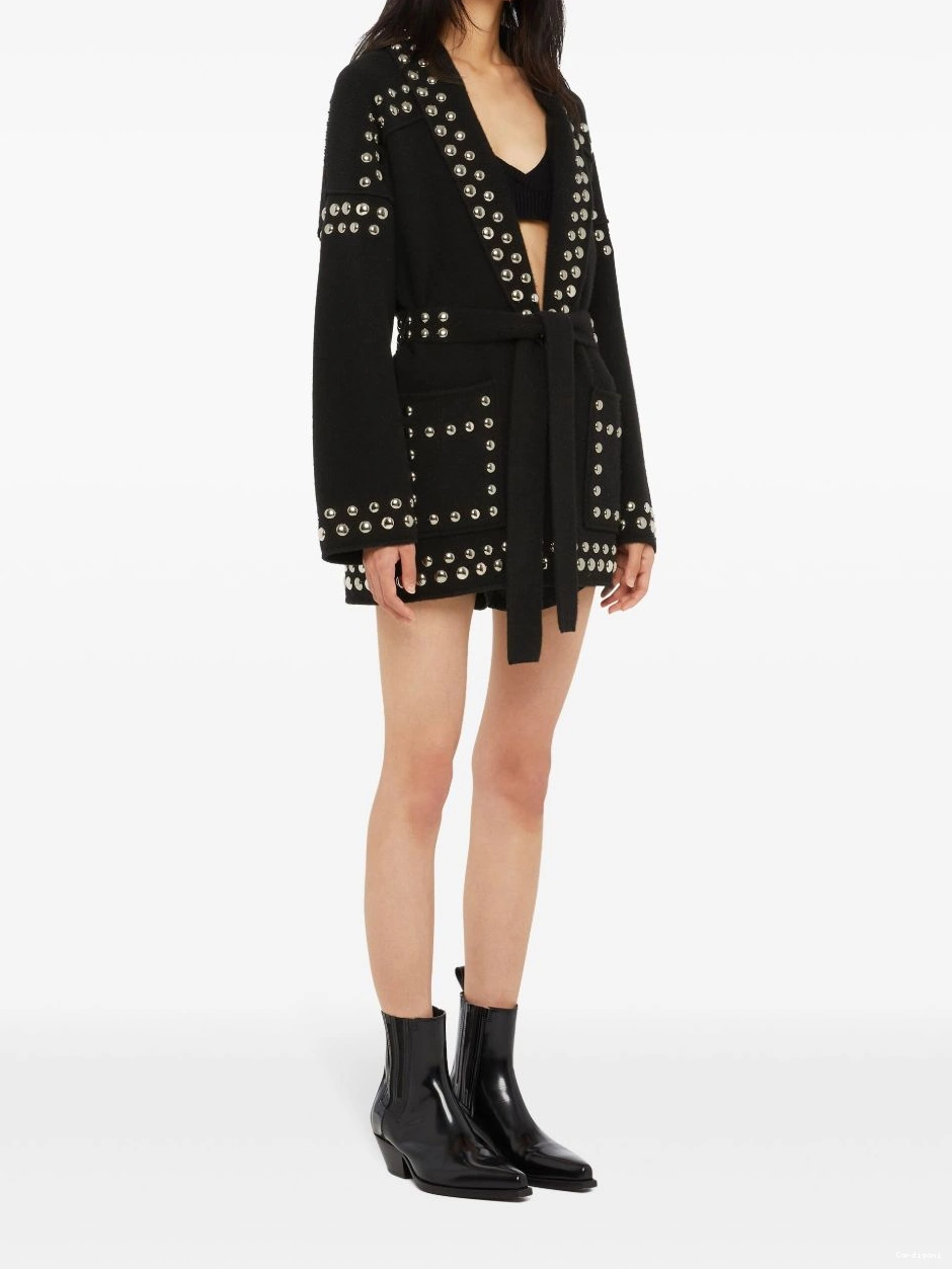 Cheap Alanui Women virgin-wool cardigan stud-embellished 0409